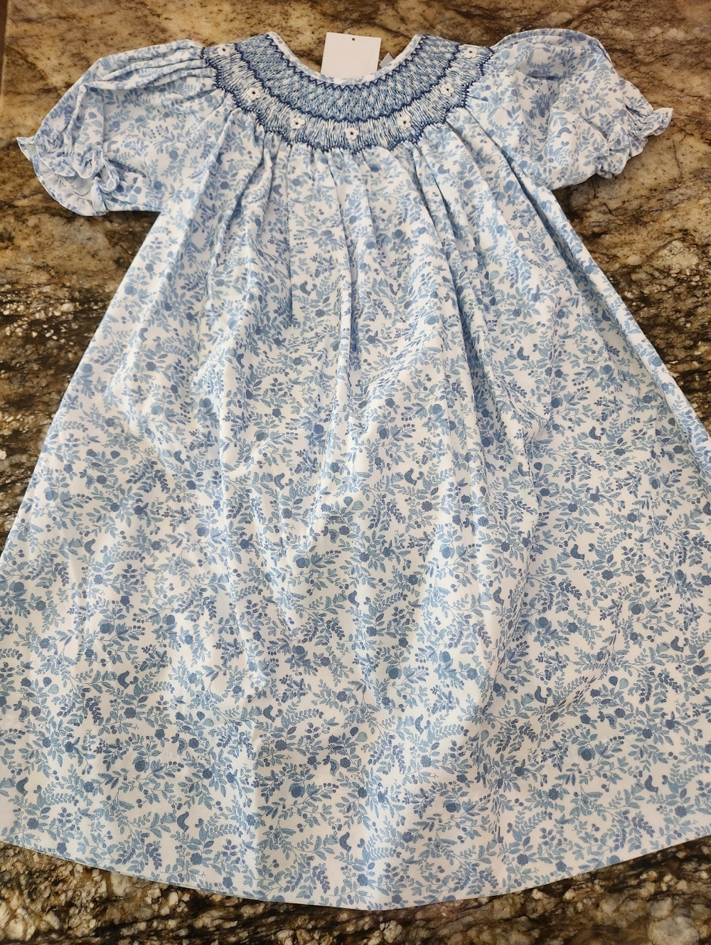 Sweet Dreams Light Blue Floral Smocked Nightgown
